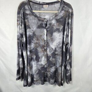 LOGO by Lori Goldstein Black and Gray Button Down Shirt